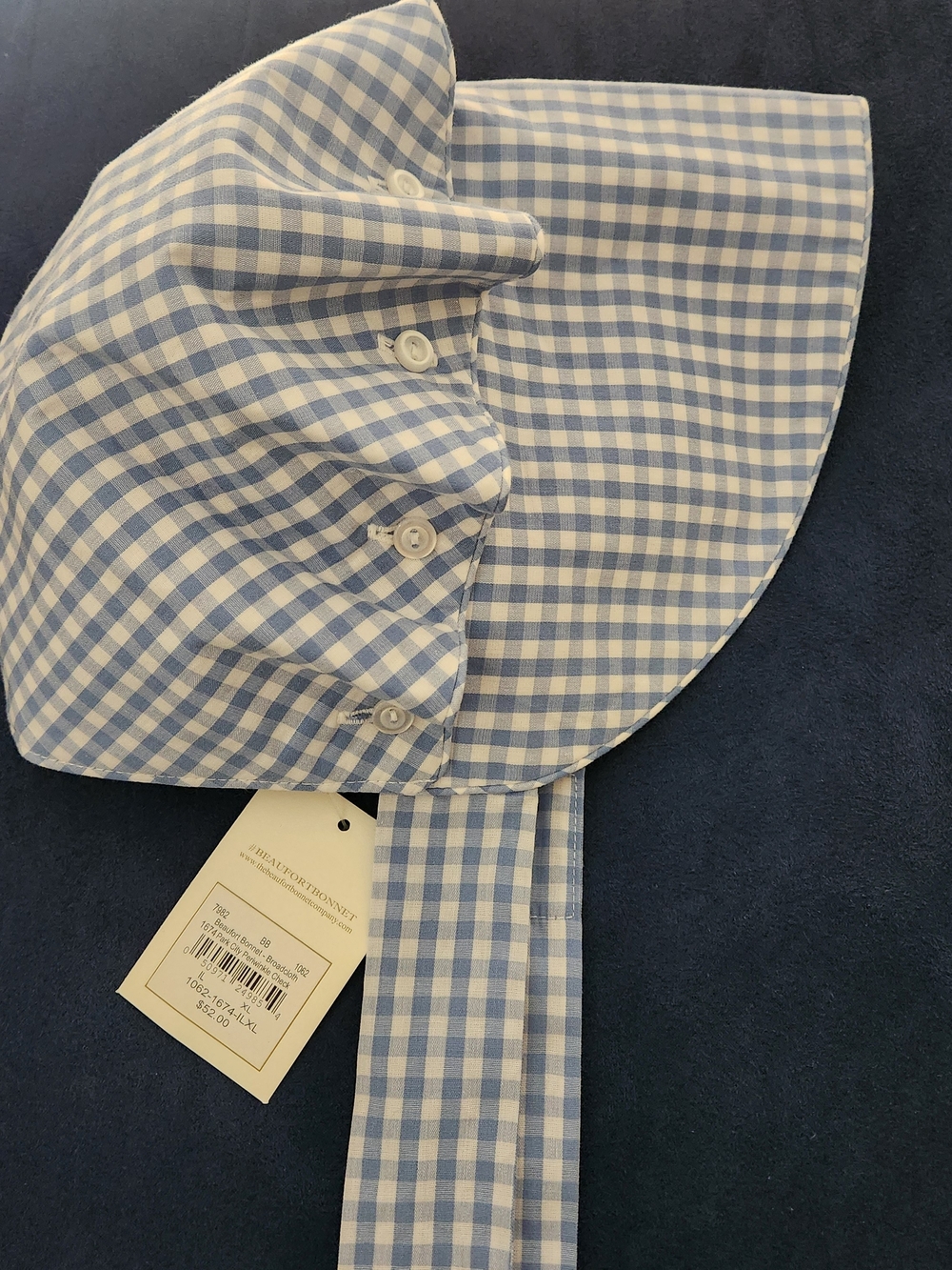 The Beaufort Bonnet Tbbc Blue and White Gingham Xl Toddler Girls Bonnet Nwt